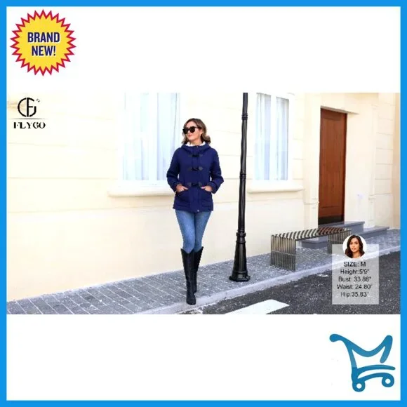 Sherpa Lined Fleece Hoodie Jacket Warm Winter Toggle Duffle Coat Women